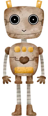 Cute Robot hand paint watercolor
