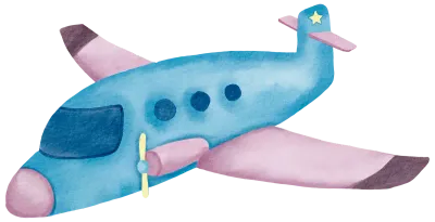Airplane watercolor cartoon cute