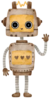 Cute Robot hand paint watercolor