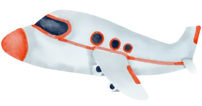 Airplane watercolor cartoon cute