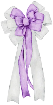 Ribbon bow ornament watercolor clipart