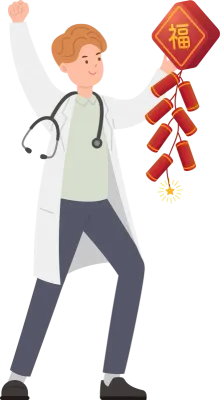 Doctor or paramedic or scientist male with chinese new year