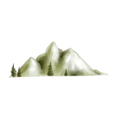 Watercolor green mountain illustration