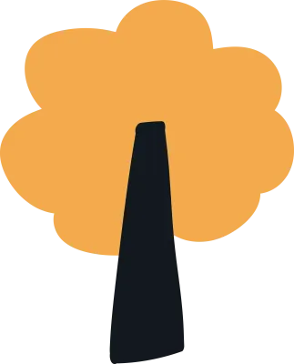 Orange Black Abstract Tree, Plant Illustration
