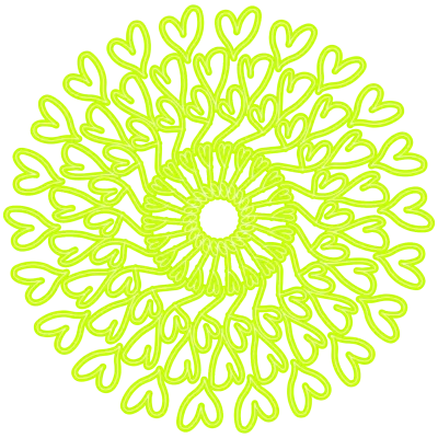 Handdrawn Yellow Green Hearts Mandala Illustration