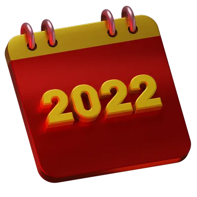 3D Render isolated Object calendar of new year 2022