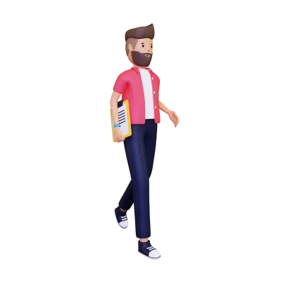 3d Man walking with notes illustration