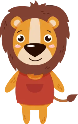 Lion cartoon characters with clothes