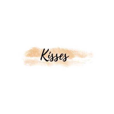 kisses text label on orange water color brush