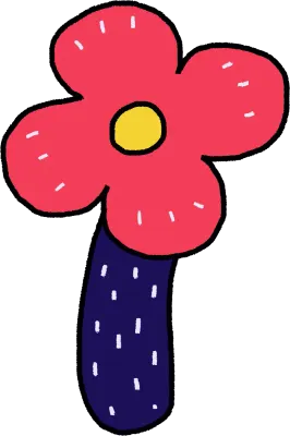 Red flower blooming pencil hand drawn illustration