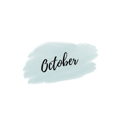 october text label on grey water color brush