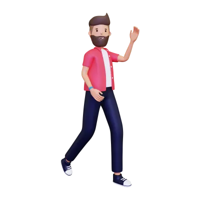 3d Man walking and saying hello illustration
