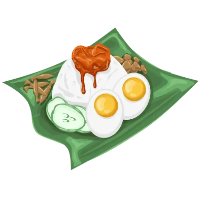 Nasi lemak illustration. Malaysia Traditional food. Food clipart. Food illustration.