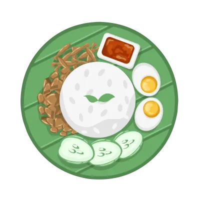 Nasi lemak illustration. Malaysia Traditional food. Food clipart. Food illustration.