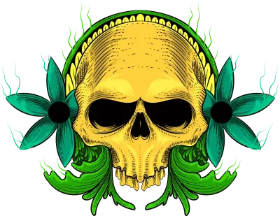 Skull human with flower vector illustration