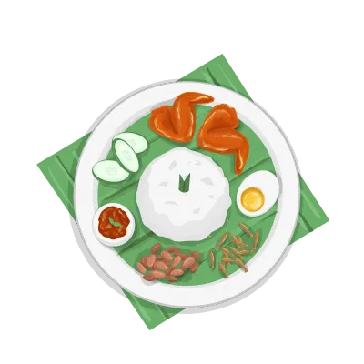 Nasi lemak illustration. Malaysia Traditional food. Food clipart. Food illustration.