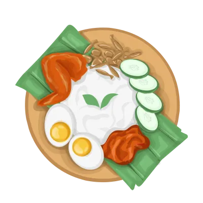 Nasi lemak illustration. Malaysia Traditional food. Food clipart. Food illustration.