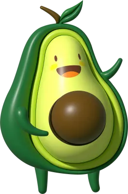 Avocado 3D Cartoon Character