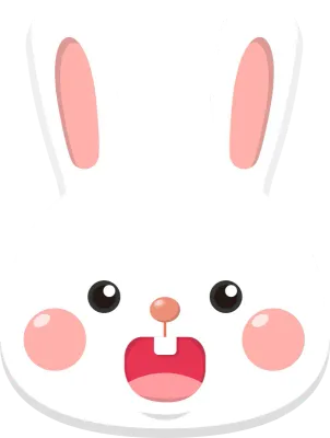 A happy expression of a cute rabbit, cartoon character or mascot