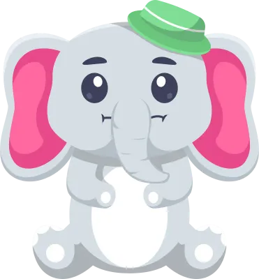 Cute Elephant Wearing Hat Character Illustration