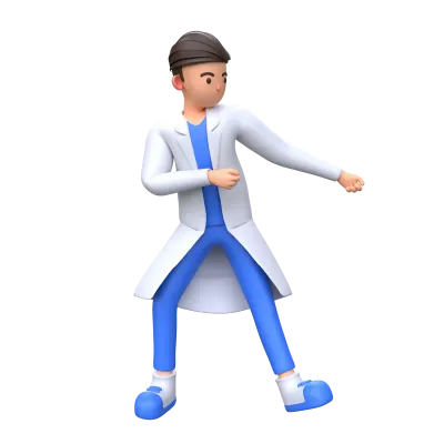 3D Doctor pulling something Character Illustration