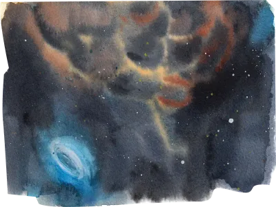 Galaxy watercolor,cartoon, space, poster, astronaut, rocket, planet, landscape, vector, outerspace,