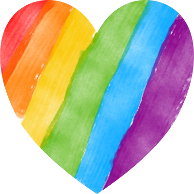 Watercolor rainbow heart painting