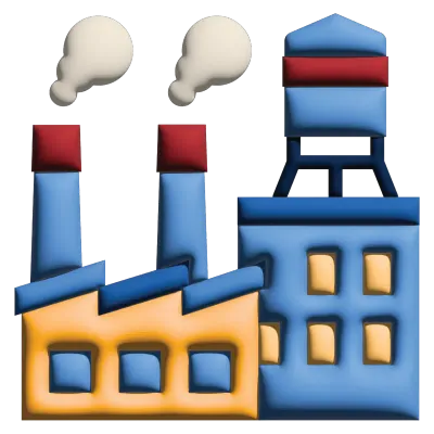 3D illustration factory in labour day set