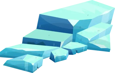 Blue ice crystal in cartoon style