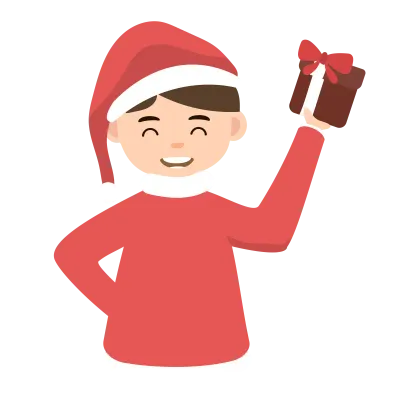 Boy character with santa claus hat cartoon