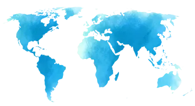 Colorful water color world map on canvas background.