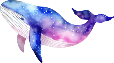 Whale Watercolor Illustration