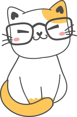Cute adorable funny nerd kitten cat wear glasses cartoon doodle hand drawing