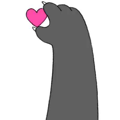 Cartoon cute character paw cat in love clipart.