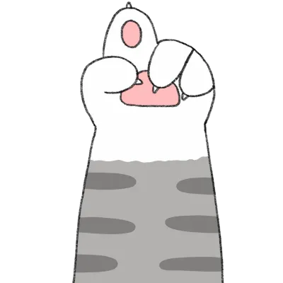 Cartoon cute character paw cat clipart.