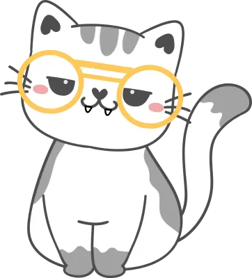 Cute adorable funny nerd kitten cat wear glasses cartoon doodle hand drawing