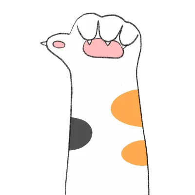 Cartoon cute character paw cat clipart.