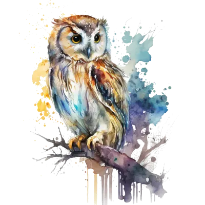 Owl Watercolor Clipart
