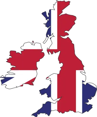 UK map city of country flag.