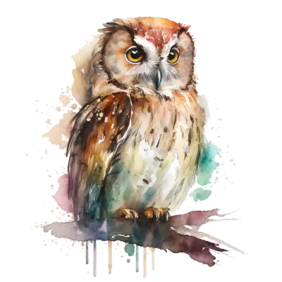 Owl Watercolor Clipart