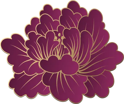 Luxury purple paper cutting relief of botanic garden peony flower