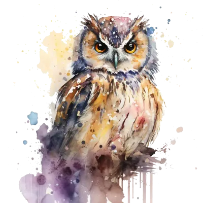 Owl Watercolor Clipart