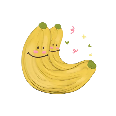 Cute banana fruit stationary sticker oil painting