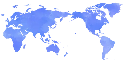 Colorful water color world map on canvas background.