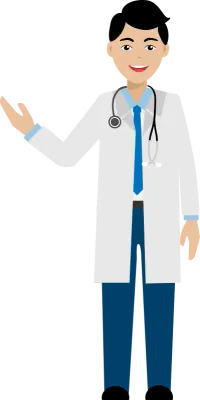 Doctor man in introducing manner. Medical and hospital concept. PNG flat design.