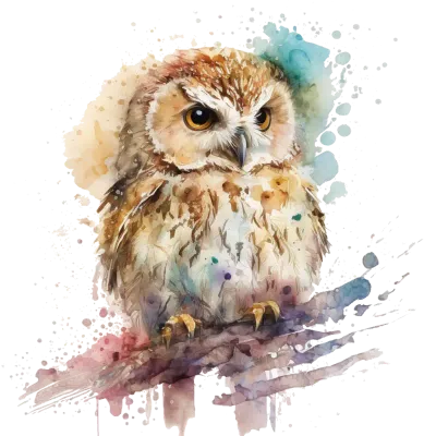Owl Watercolor Clipart