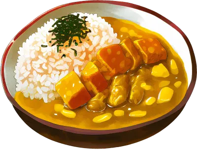 Vector japanese kare raisu - japanese curry rice flat vector clipart cartoon