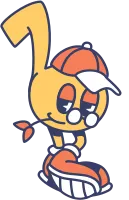 Retro character yellow face cool