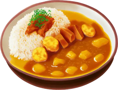 Vector japanese kare raisu - japanese curry rice flat vector clipart cartoon