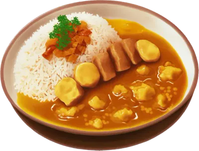 Vector japanese kare raisu - japanese curry rice flat vector clipart cartoon